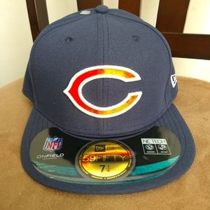 Sz 7 1/4 NFL New Era Chicago Bears On Field 59FIFTY 5950 Fitted Hat Men's C Logo